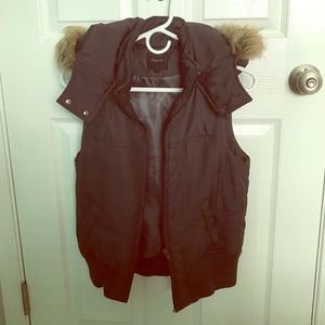 Dark Gray (Charcoal) Express Vest w/ Brown Tan Fur
